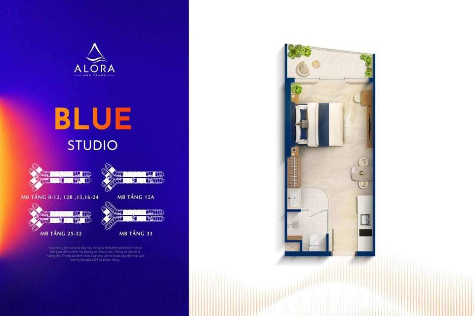 BLUE — căn Studio, tầng 8 đến 33